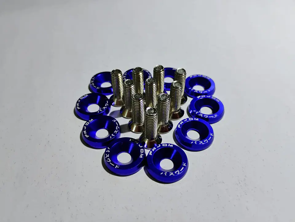 Set de 10 tornillos con 10 arandelas hexagonales M6 de aluminio azul 10