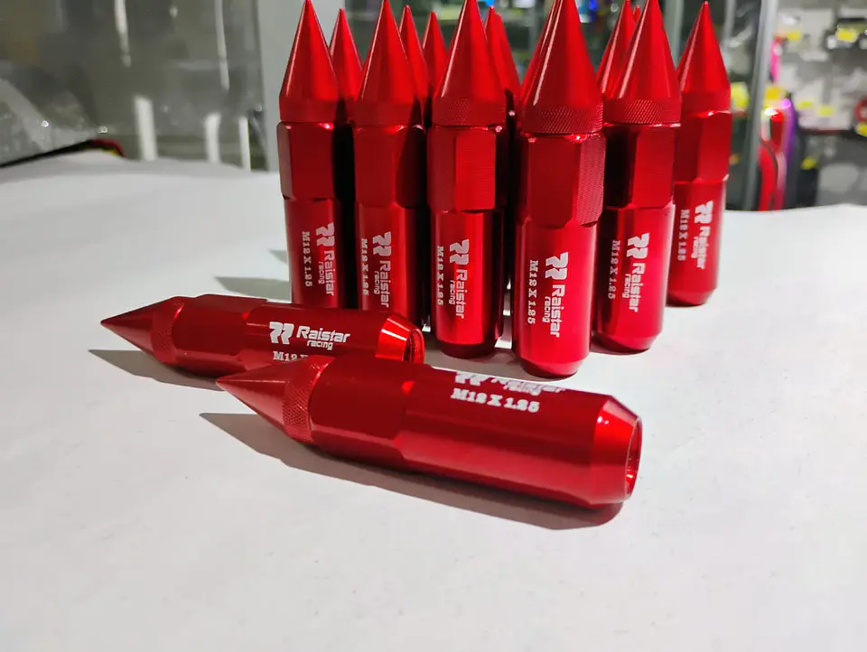 Set kit de tuercas para llantas de auto punta de bala 20 piezas rojo 3