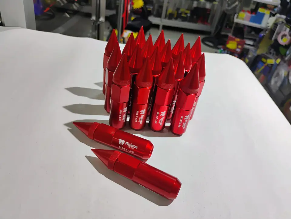 Set kit de tuercas para llantas de auto punta de bala 20 piezas rojo 5