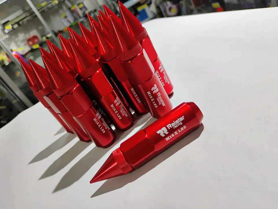 Set kit de tuercas para llantas de auto punta de bala 20 piezas rojo 7