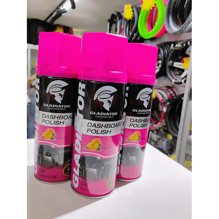 Silicona renovador de plásticos cuero y vinilo gladiator  para interior de autos y tableros 1