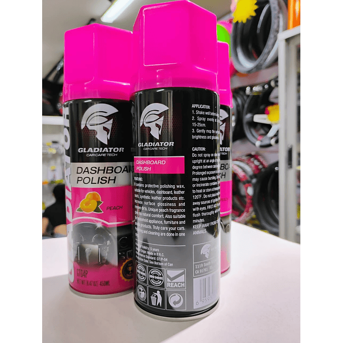 Silicona renovador de plásticos cuero y vinilo gladiator  para interior de autos y tableros 4