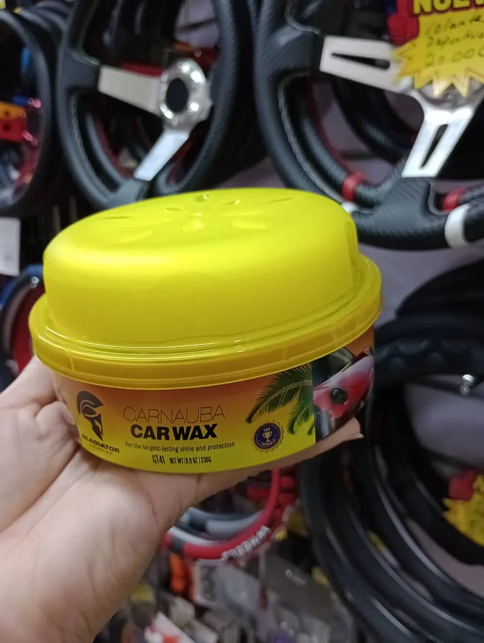 Cera pulitura carnauba Gladiator en crema, alto brillo 8