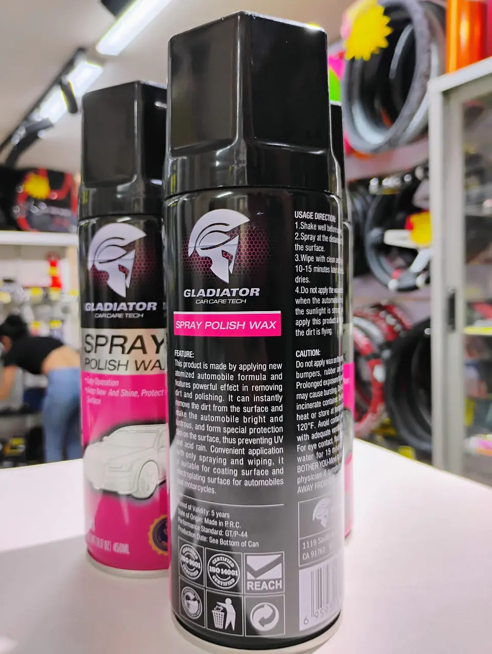 Cera pulitura alto brillo Gladiator en spray 3
