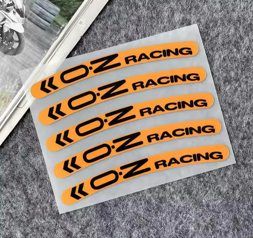 Set X5 pegatinas reflectantes Oz Racing para llantas - Naranja/Negro 3