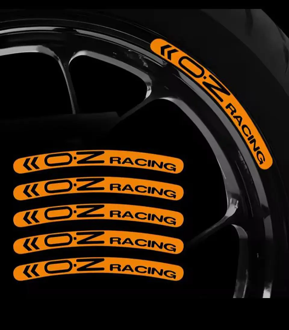 Set X5 pegatinas reflectantes Oz Racing para llantas - Naranja/Negro 8