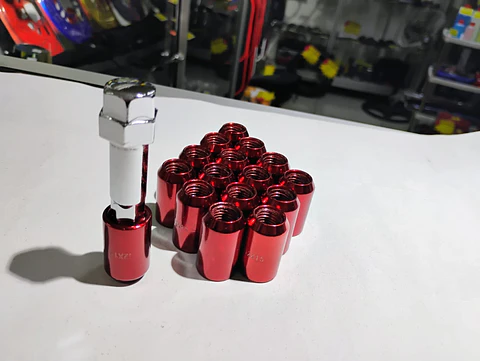 Set tuercas de seguridad 16 piezas 32mm - Rojo