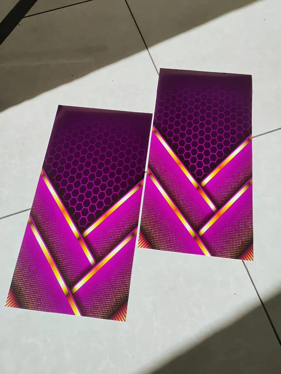 X2 pegatinas sticker adhesivos de Hexagonales lila con líneas 2