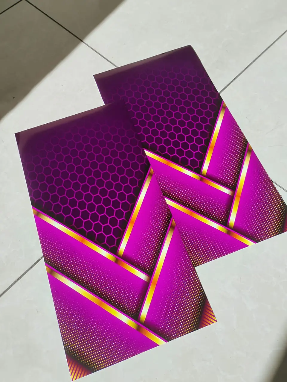 X2 pegatinas sticker adhesivos de Hexagonales lila con líneas 3