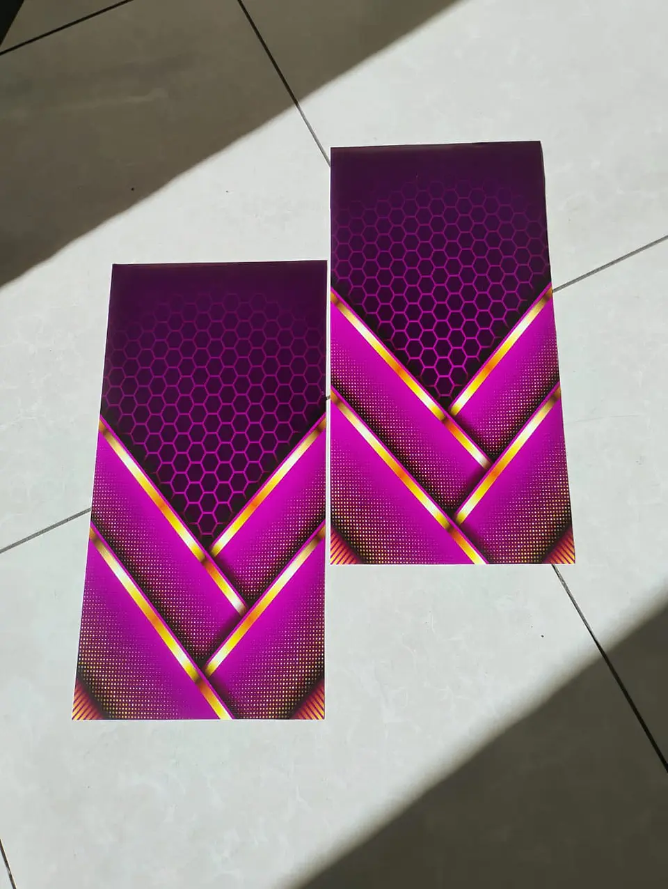 X2 pegatinas sticker adhesivos de Hexagonales lila con líneas 5