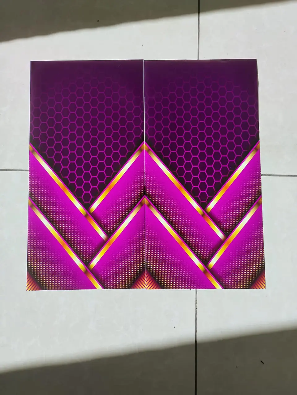 X2 pegatinas sticker adhesivos de Hexagonales lila con líneas 7