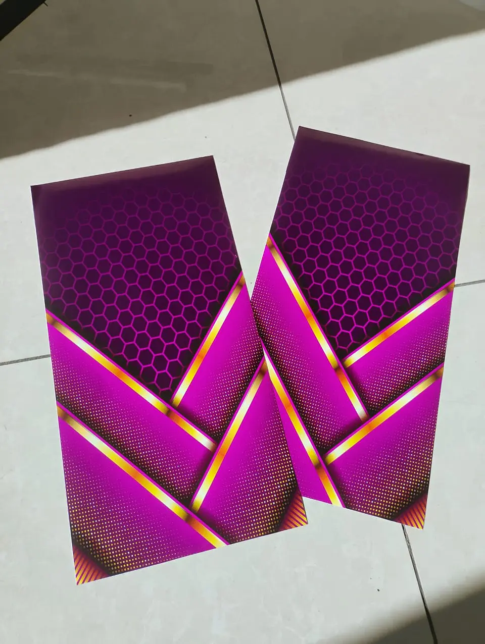X2 pegatinas sticker adhesivos de Hexagonales lila con líneas 8