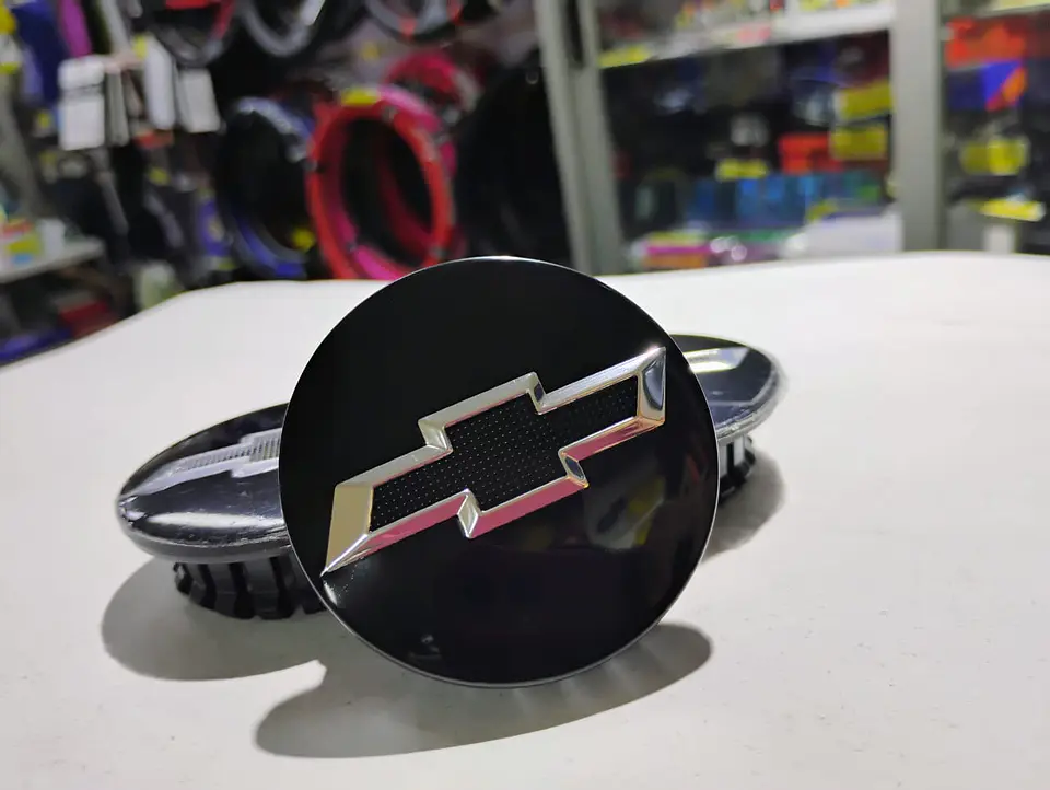 Set X4 Tapa centro de Llantas de autos 59mm diámetro negra 5