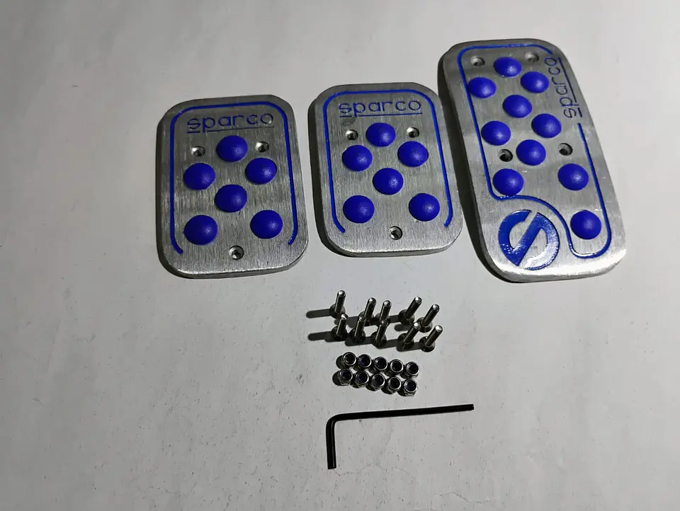 Set cubre pedales Sparco, 3pzs aluminio - Cromado/Azul 9