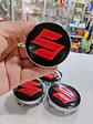 Set X4 Tapa centro de Llantas de autos Suzuki negro con rojo - Miniatura 8