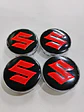 Set X4 Tapa centro de Llantas de autos Suzuki negro con rojo - Miniatura 11