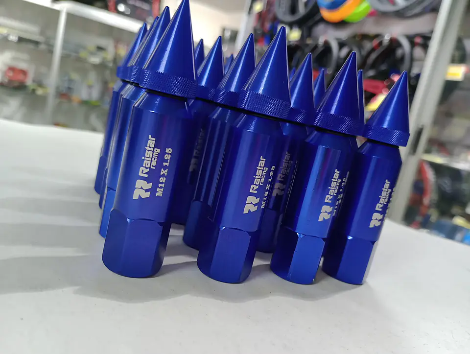 Set kit de tuercas para llantas de auto punta bala 20 piezas AZUL 1