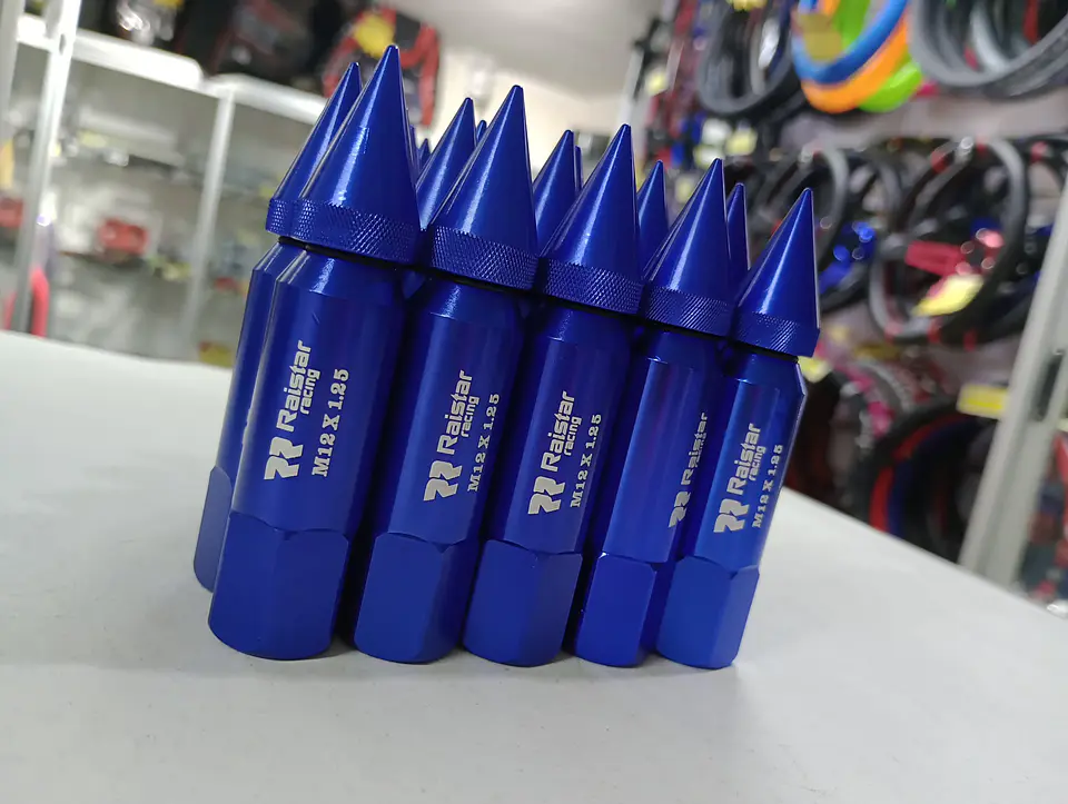 Set kit de tuercas para llantas de auto punta bala 20 piezas AZUL 3
