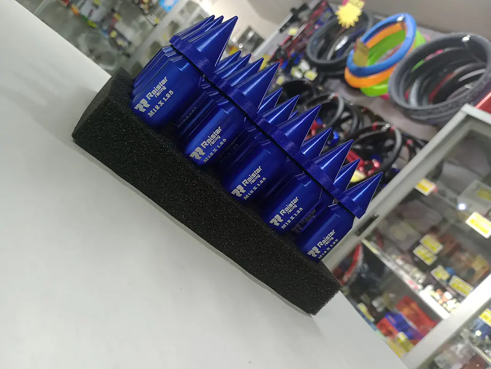 Set kit de tuercas para llantas de auto punta bala 20 piezas AZUL 4