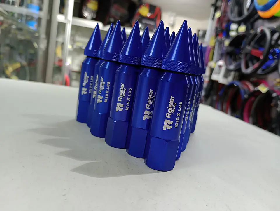 Set kit de tuercas para llantas de auto punta bala 20 piezas AZUL 6