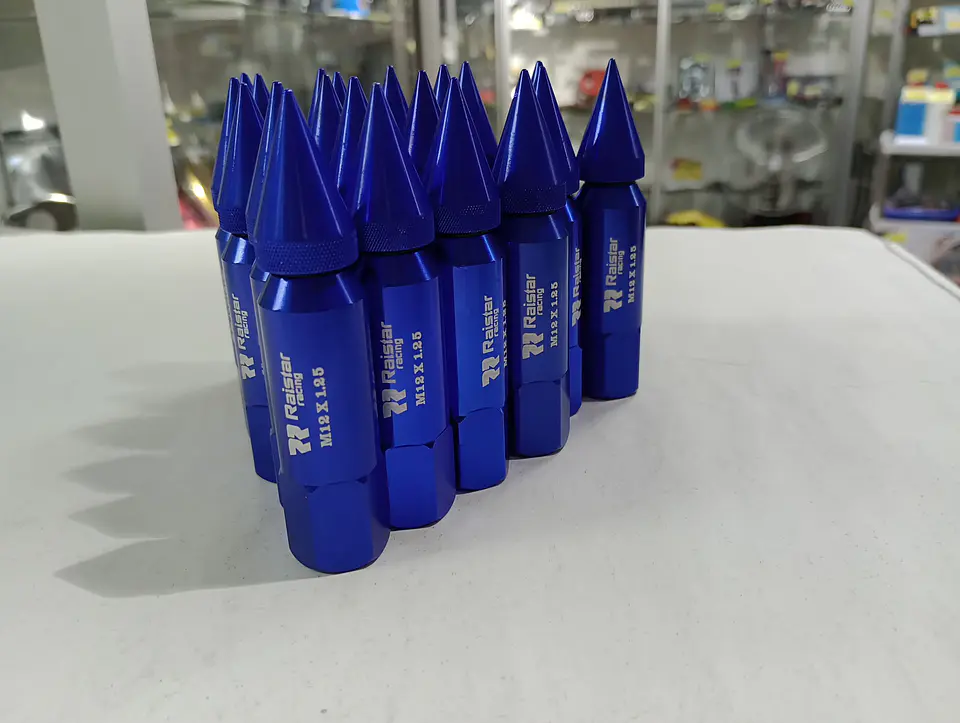 Set kit de tuercas para llantas de auto punta bala 20 piezas AZUL 8