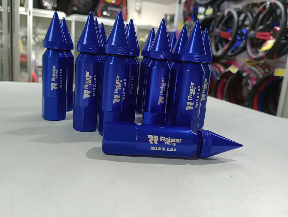 Set kit de tuercas para llantas de auto punta bala 20 piezas AZUL 9