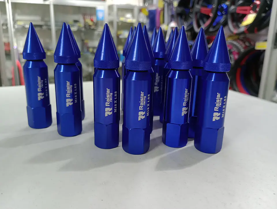 Set kit de tuercas para llantas de auto punta bala 20 piezas AZUL 11