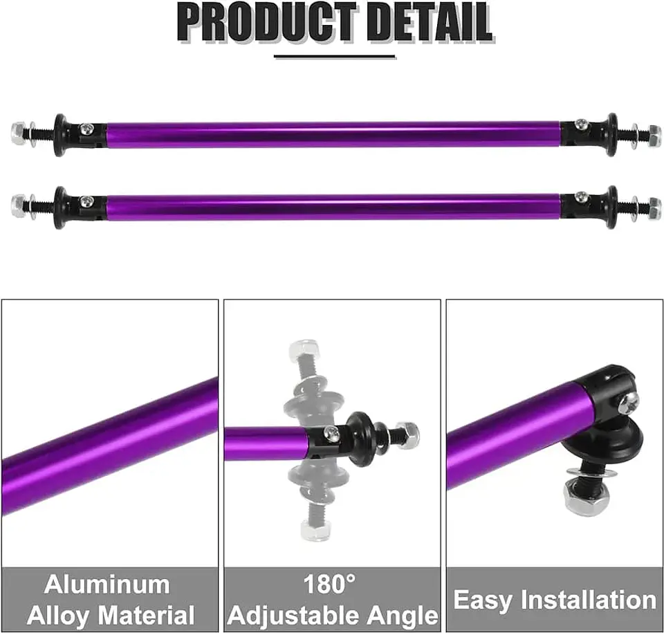 X2 Barras soporte Lip Bumper del/tras aluminio 19cm - Morado 13