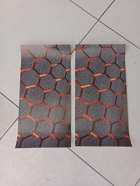 X2 pegatinas sticker adhesivos - hexágono en naranja texturizado