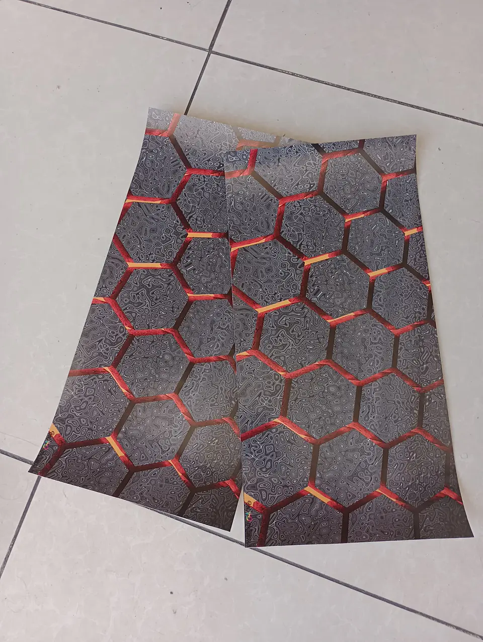 X2 pegatinas sticker adhesivos - hexágono en naranja texturizado 7