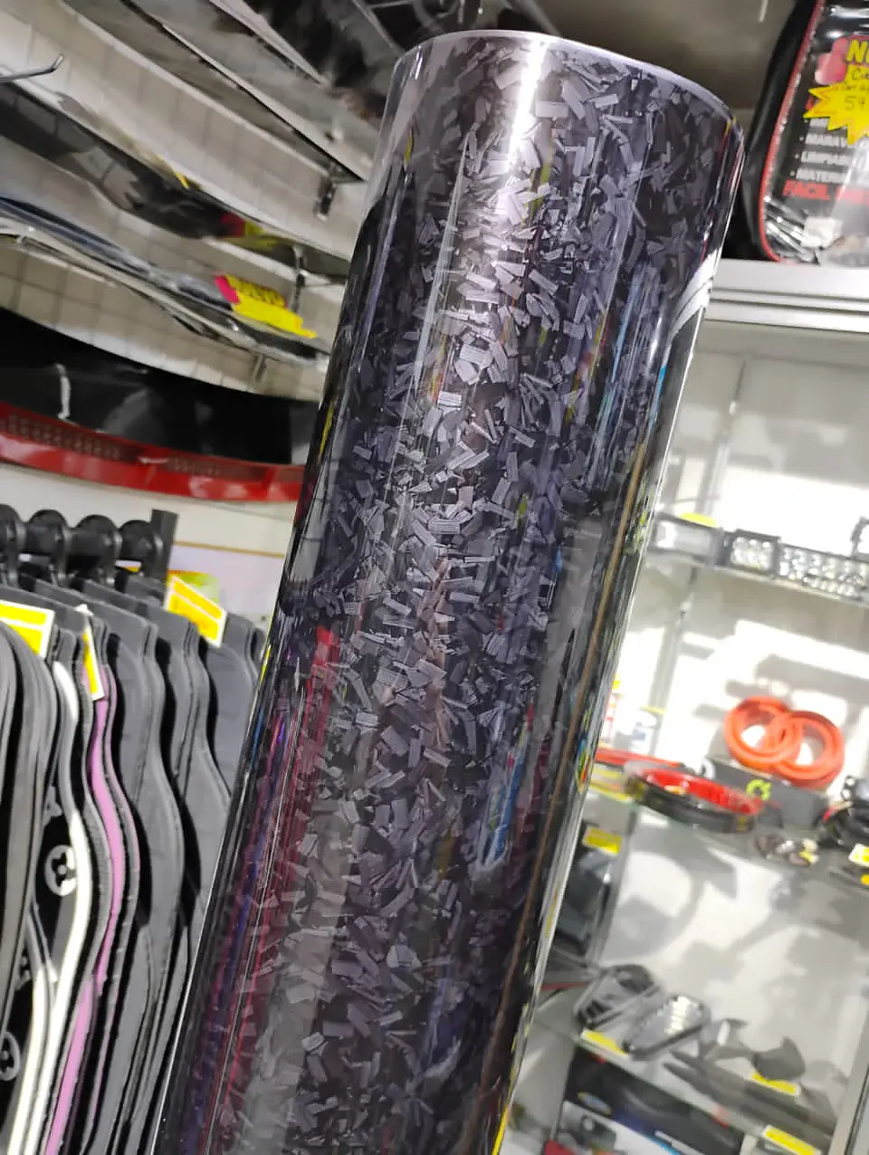 Papel Vinilo - adhesivo fibra de carbono forjado negro gloss 32