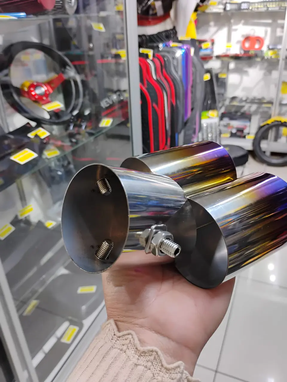 RELÁMPAGO COLA DE ESCAPE TUNING DOBLE (Acero Inoxidable punta 6