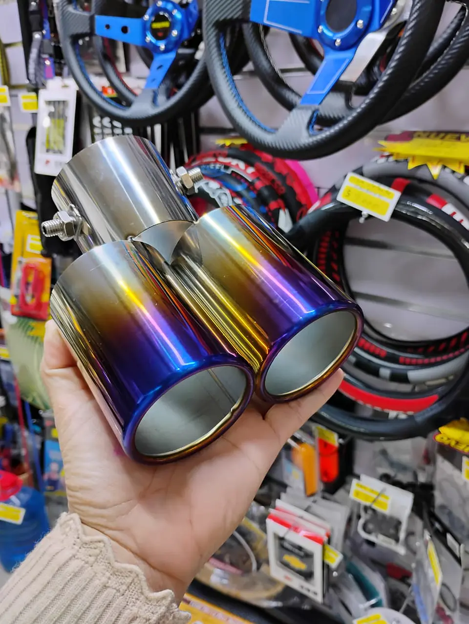 RELÁMPAGO COLA DE ESCAPE TUNING DOBLE (Acero Inoxidable punta 14