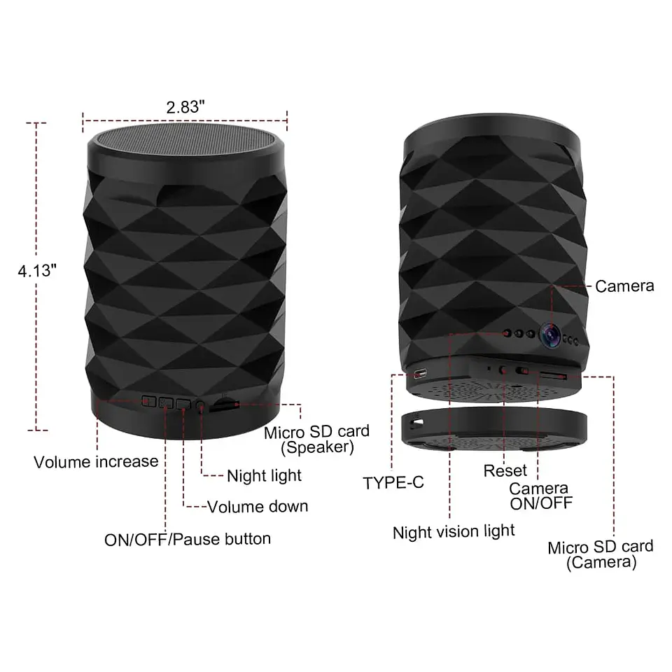 Exclusiva Parlante Altavoz Bluetooth con Mini Cámara HD 1080p – 20