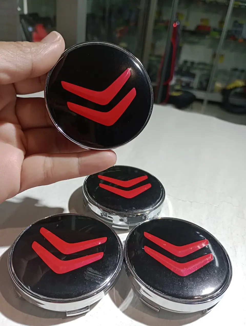 X4 Tapa centro llantas Citroen negro - Negro Rojo 5