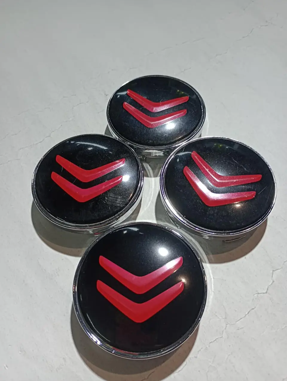 X4 Tapa centro llantas Citroen negro - Negro Rojo 6