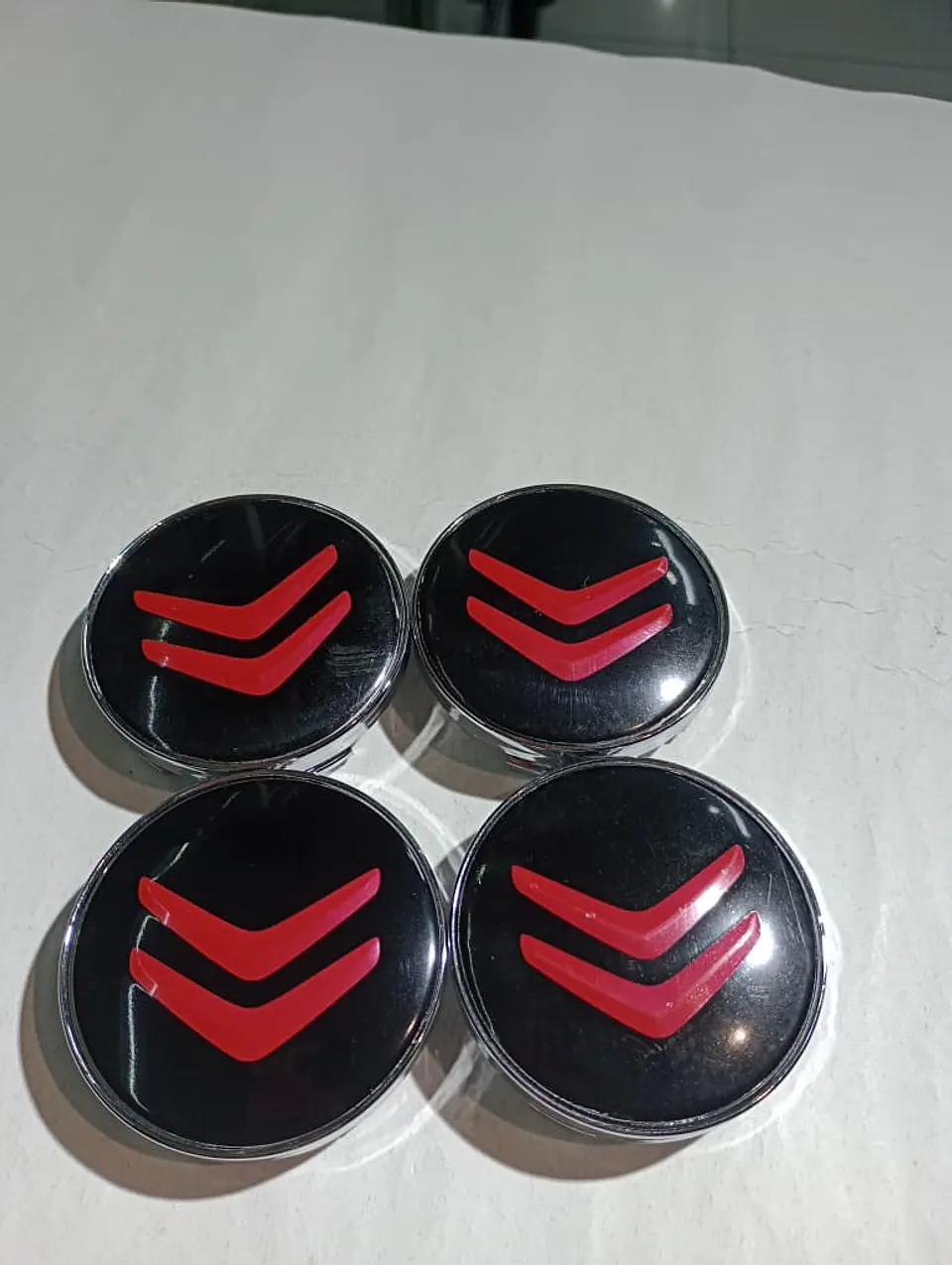 X4 Tapa centro llantas Citroen negro - Negro Rojo 7