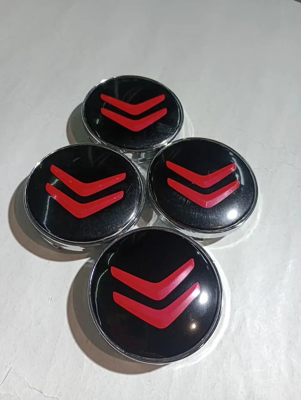 X4 Tapa centro llantas Citroen negro - Negro Rojo 10