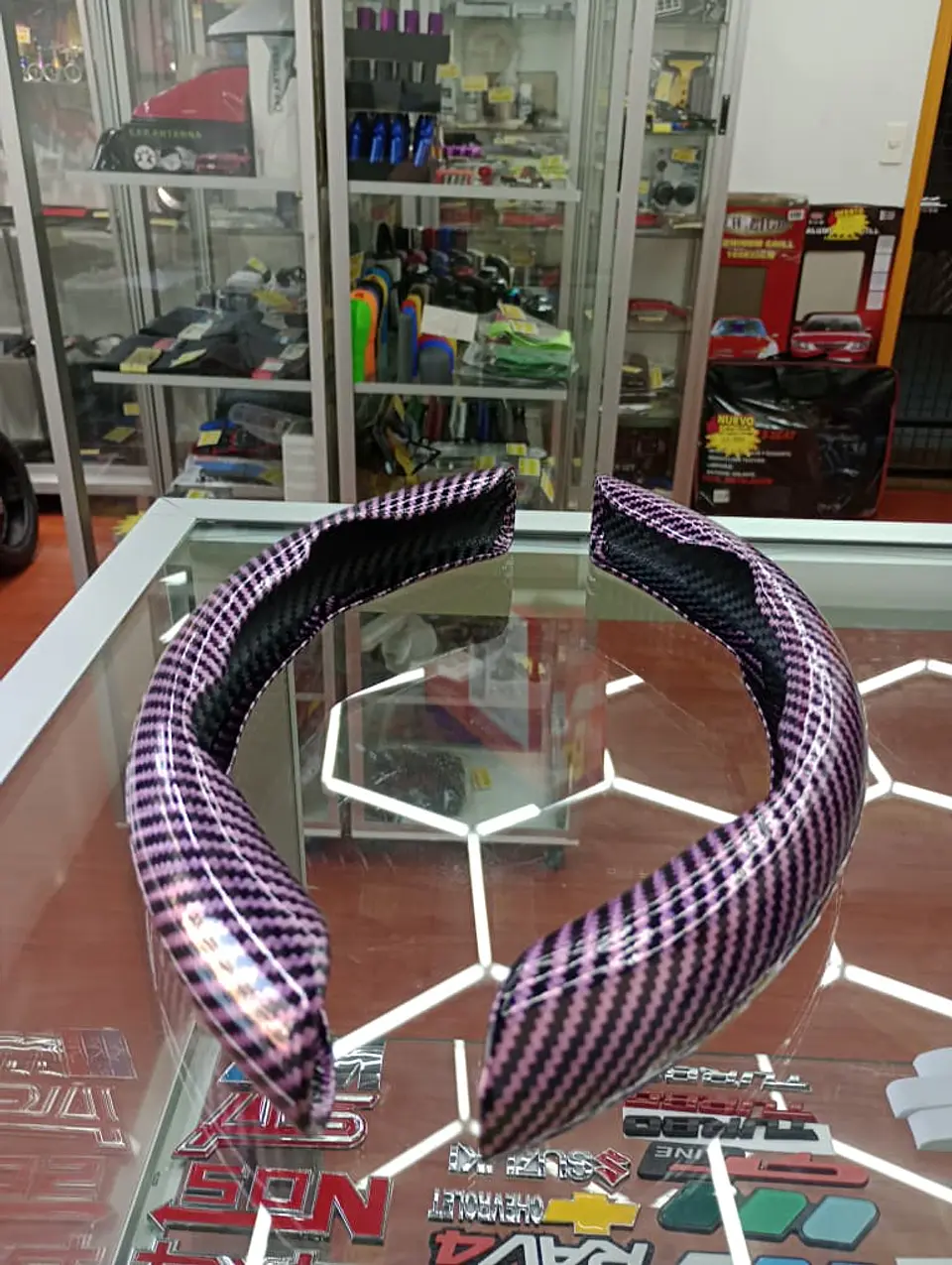 Volante Antideslizante de Lujo - 2 PIEZAS carbono fucsia 3