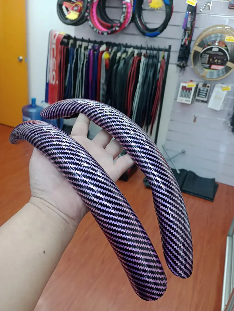 Volante Antideslizante de Lujo - 2 PIEZAS carbono fucsia 5
