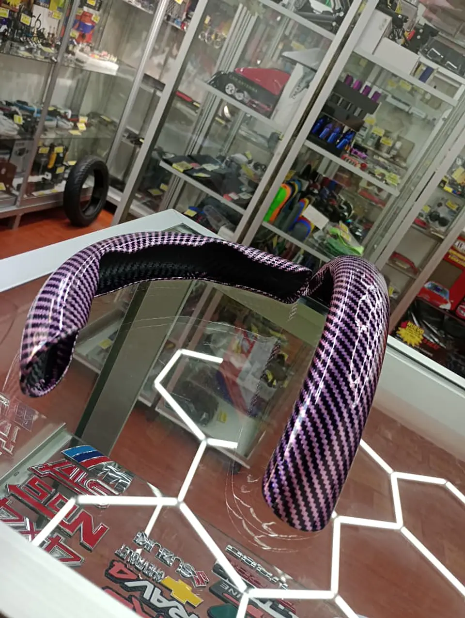 Volante Antideslizante de Lujo - 2 PIEZAS carbono fucsia 6