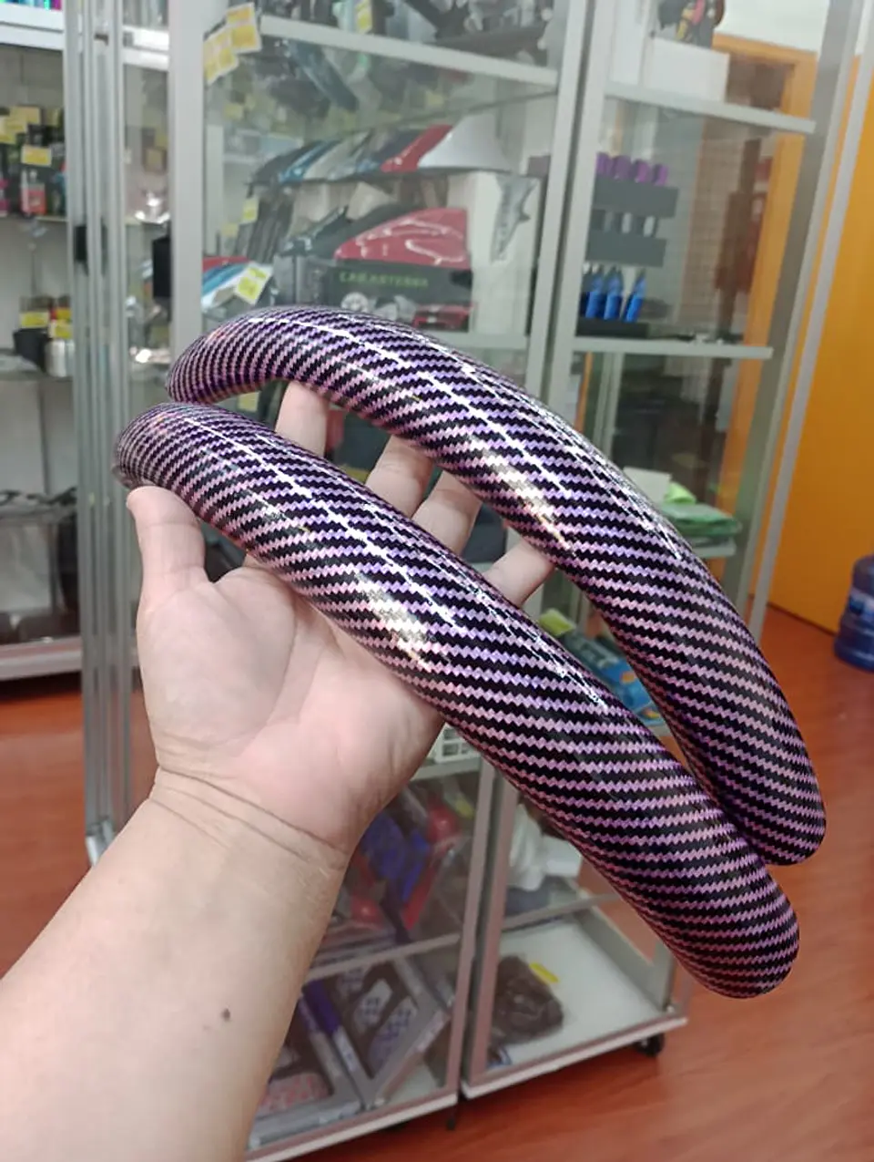 Volante Antideslizante de Lujo - 2 PIEZAS carbono fucsia 7