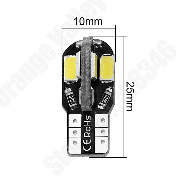 X10 unidades de Ampolletas led T10 W5W antierror canbus 8 led 12v blanco frio superbrillante 8