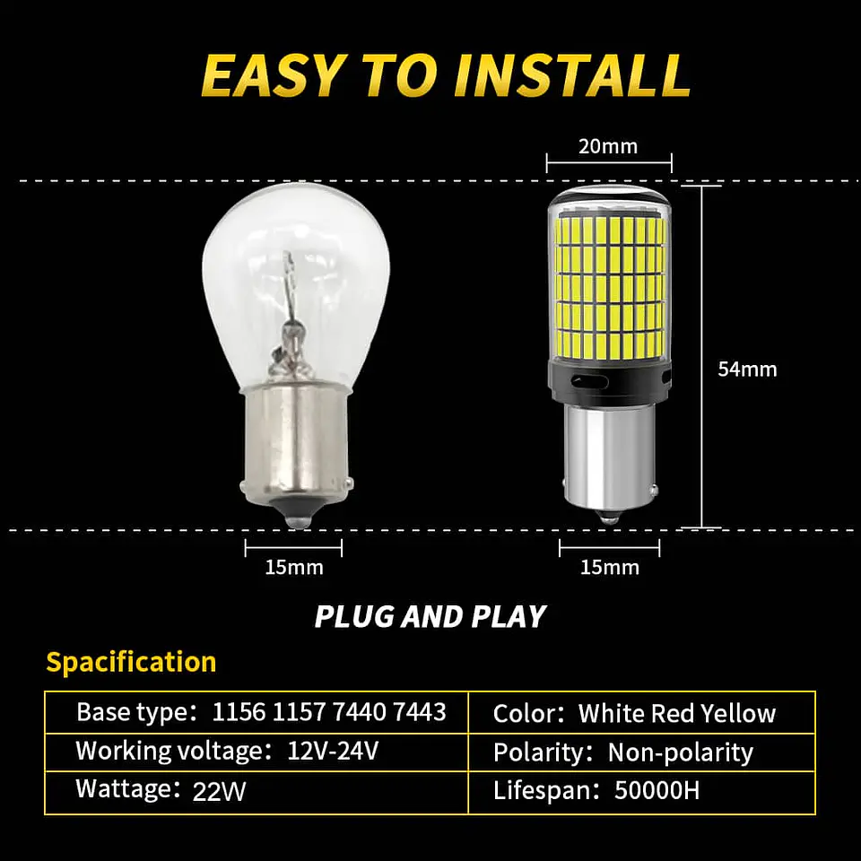 X2 unidades de ampolletas LED para reversa P21W 1156 pata pareja 2