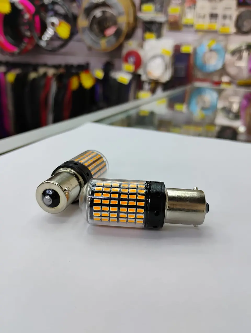 X2 unidades de ampolletas LED para reversa P21W 1156 pata pareja 7