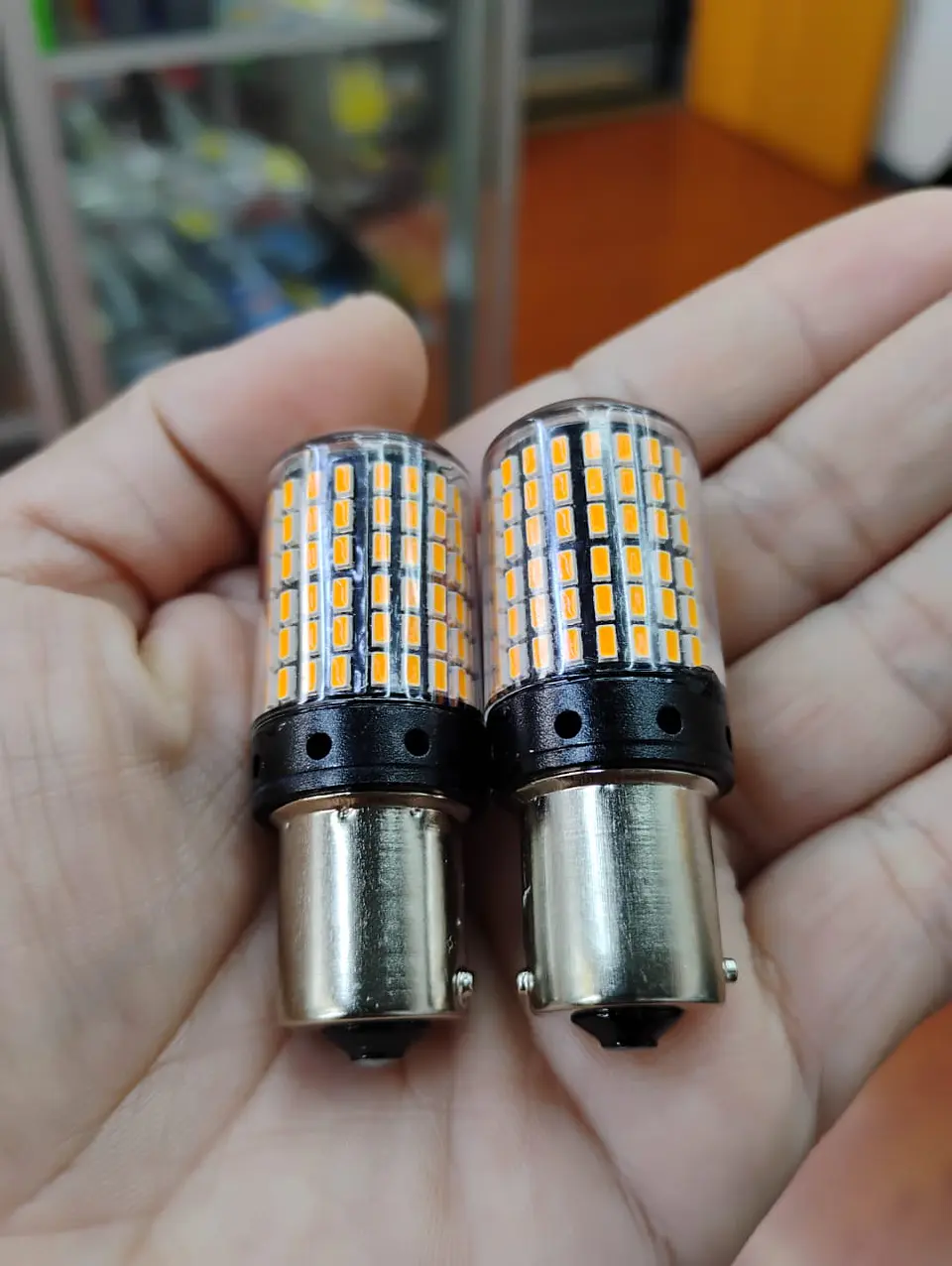 X2 unidades de ampolletas LED para reversa P21W 1156 pata pareja 5