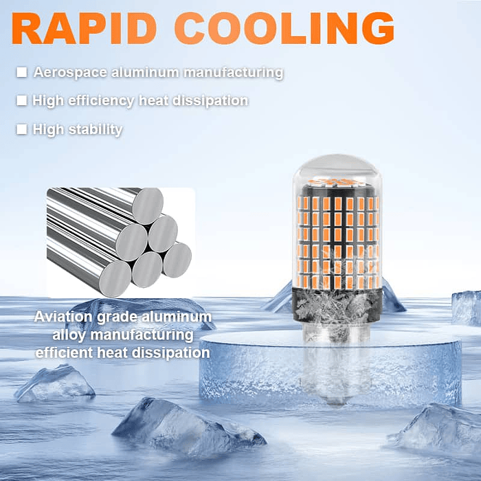 X10 unidades de ampolletas LED para reversa de autos P21W 1156 pata pareja 1 contacto anti hiperflas 12v 2100 lúmenes color ámbar alto brillo  💰precio: 25000 pesos 9