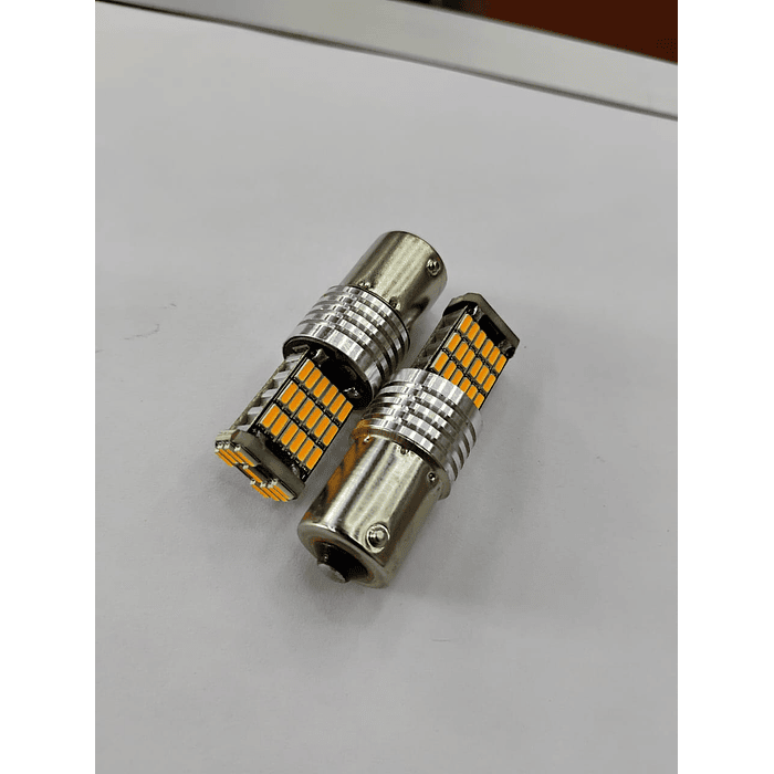 X2 unidades de ampolletas LED para reversa de autos PY21W 1156 pata dispareja 1 contacto ámbar 1
