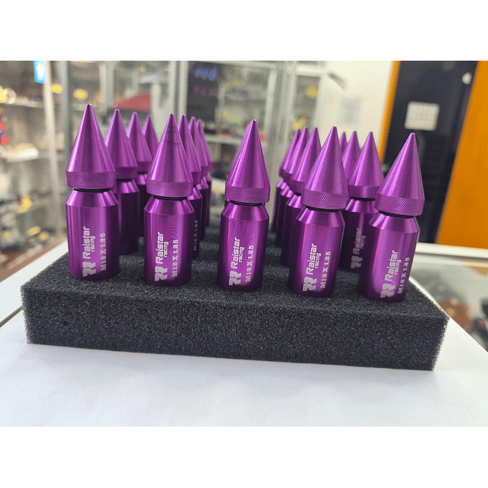 Set kit de tuercas Raistar para llantas de auto punta de bala 20 piezas MORADO 3