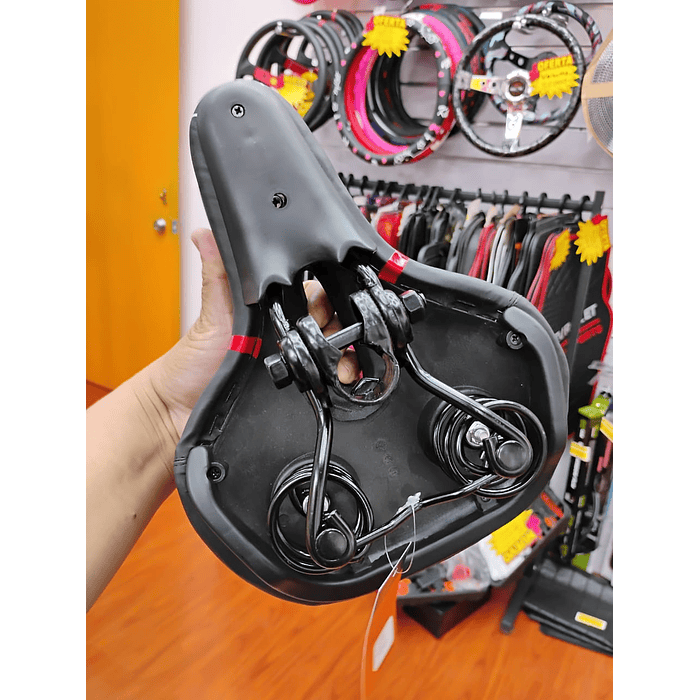 Silla Asiento de bicicleta de GEL 3D para hombre y mujer puntos Rojos con linea  10